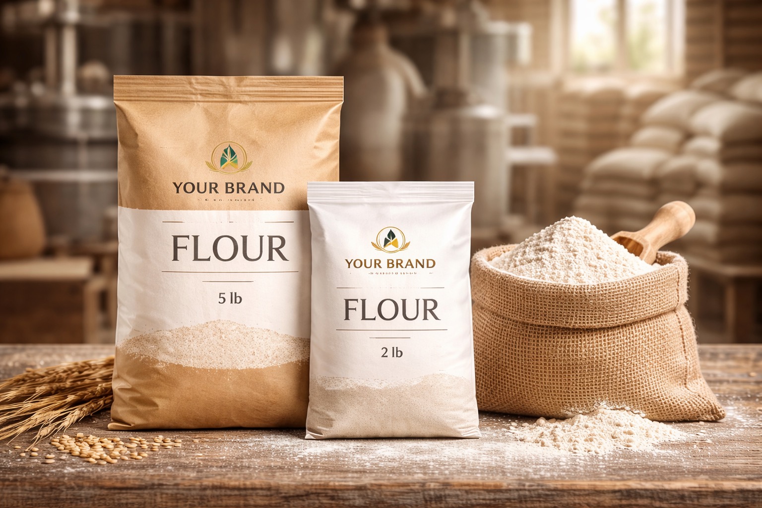 ACADWA flour packaging 3lb and 5lb